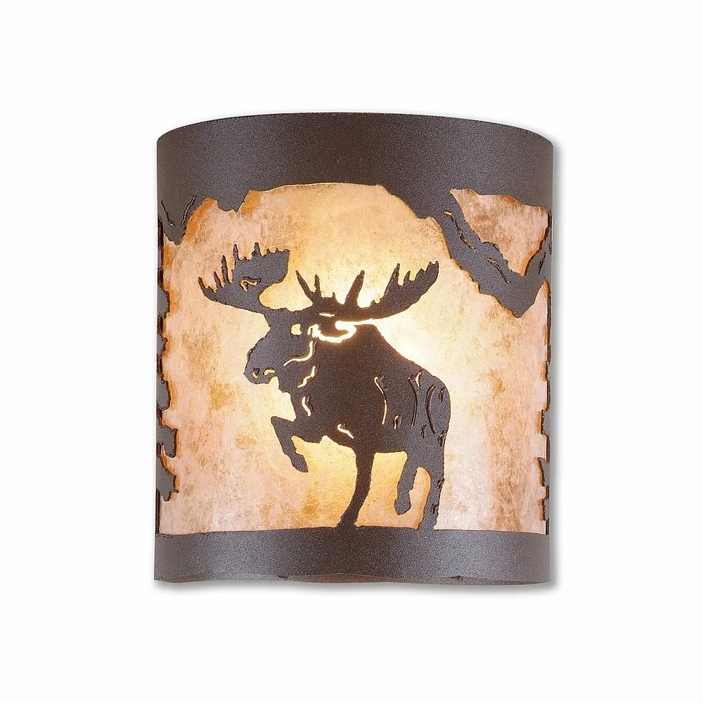 Kincaid-Alaska Moose One Light Semi Flush Mount in Rustic Brown