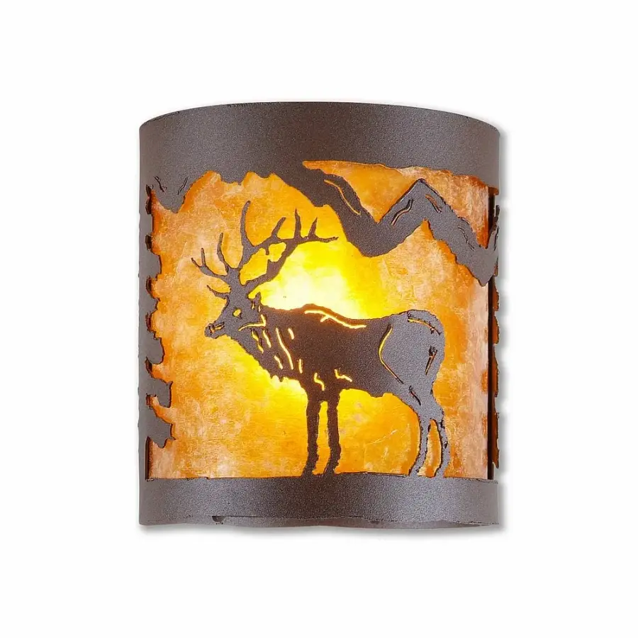 Kincaid-Valley Elk Semi-Flush Mount in Rustic Brown