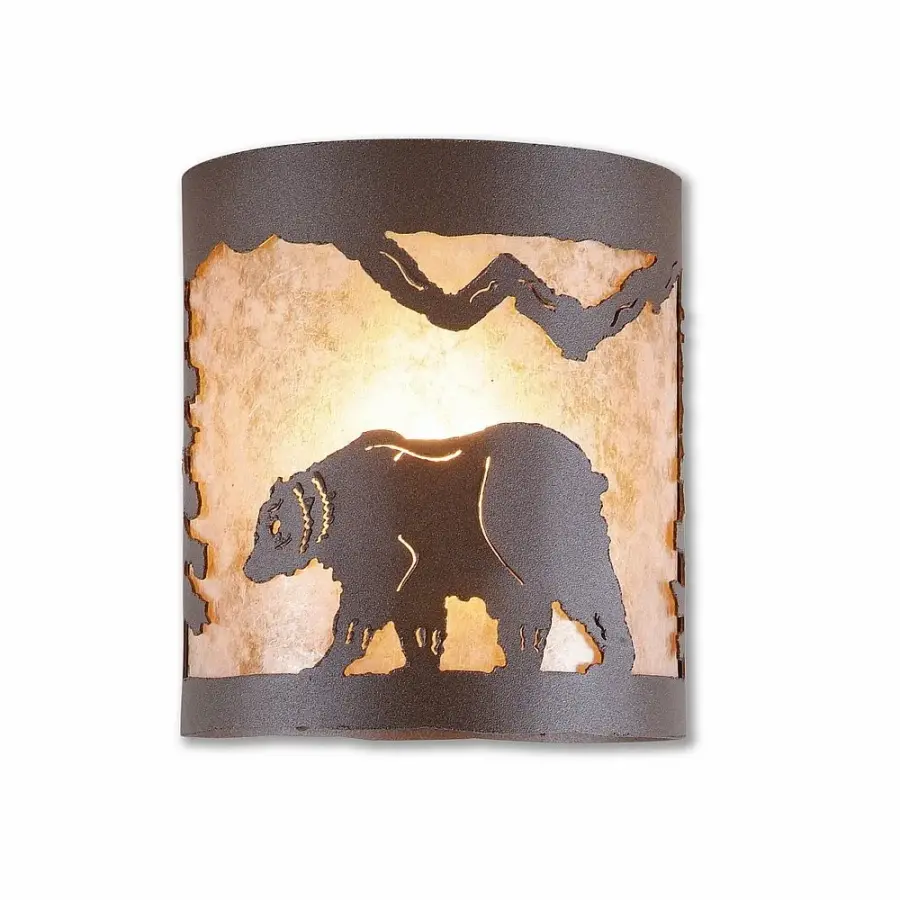 Kincaid-Mountain Bear Semi-Flush Mount in Rustic Brown