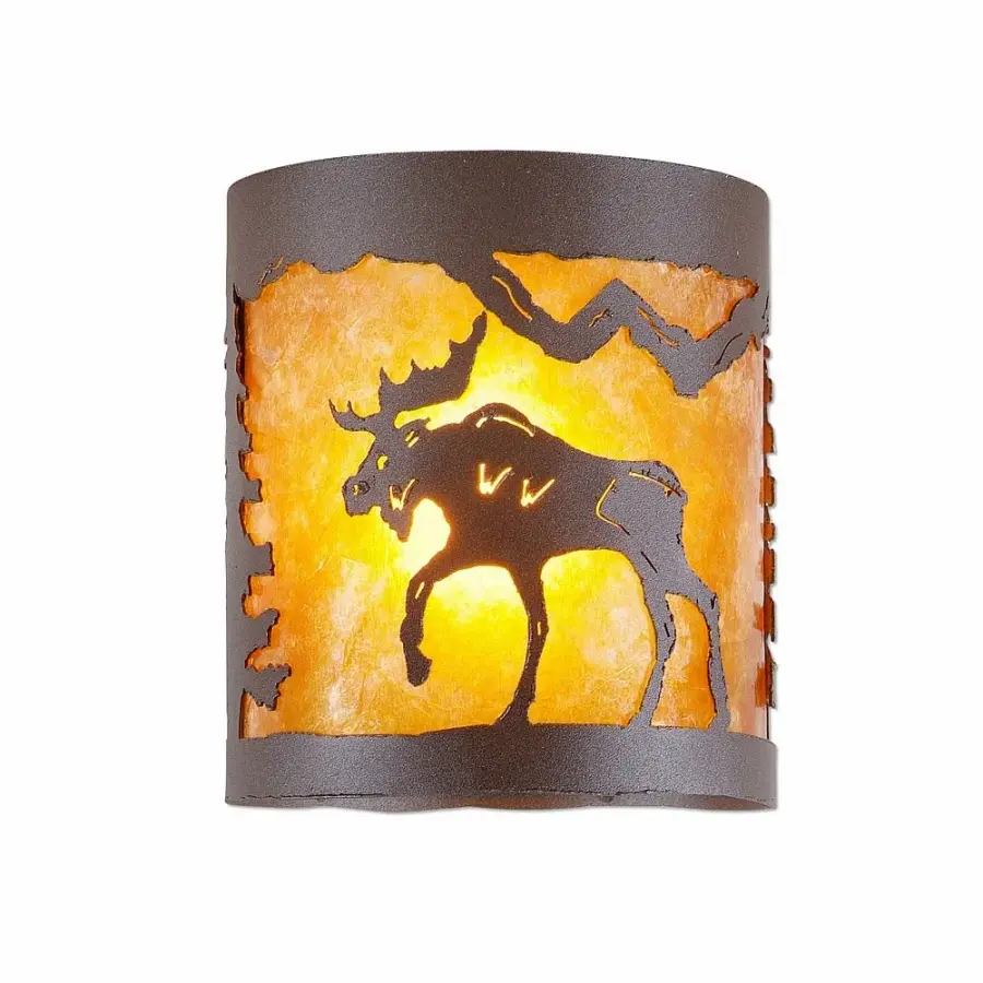 Kincaid Mountain Moose Semi-Flush Mount in Rustic Brown