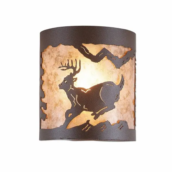Kincaid Mountain Deer Semi-Flush Mount in Rustic Brown