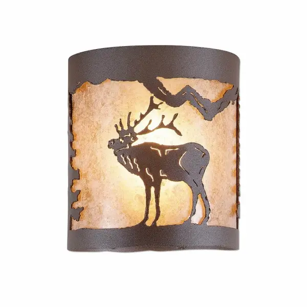 Kincaid Mountain Elk Semi-Flush Mount in Rustic Brown