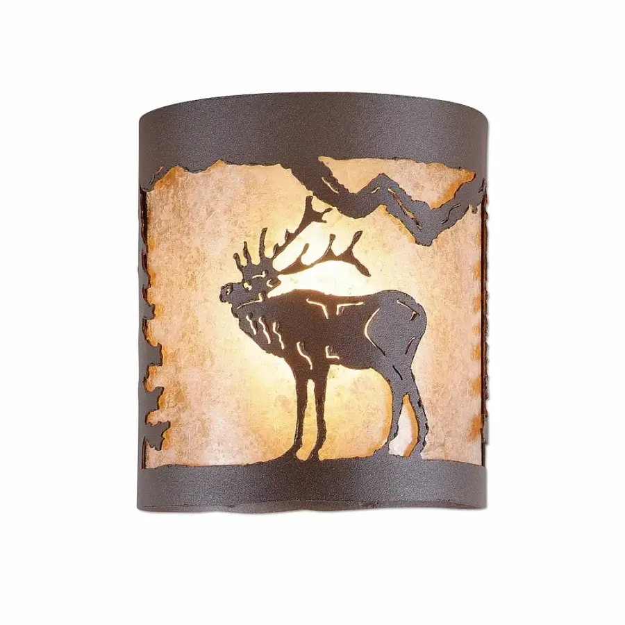 Kincaid Mountain Elk Semi-Flush Mount in Rustic Brown