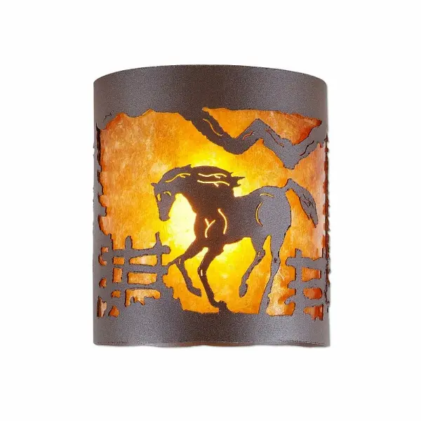 Kincaid Mountain Horse Semi-Flush Mount in Rustic Brown