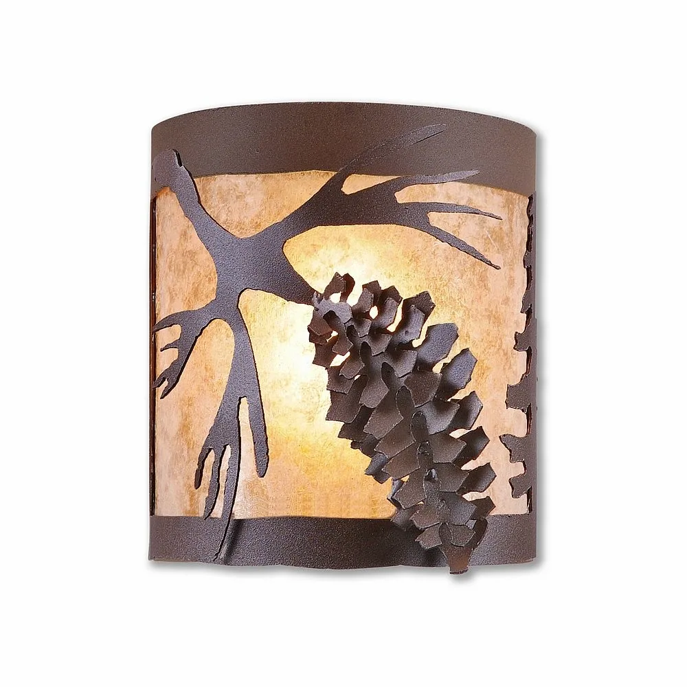 Kincaid-Spruce Cone One Light Semi Flush Mount in Rustic Brown