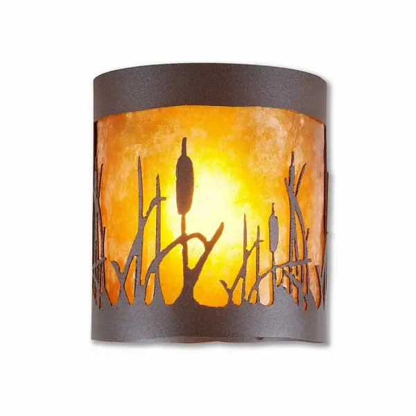 Kincaid-Cattails One Light Semi Flush Mount in Rustic Brown