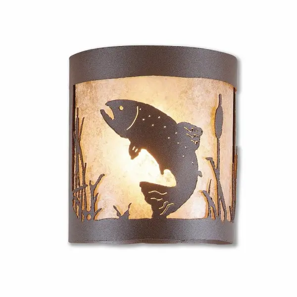 Kincaid-Trout One Light Semi Flush Mount in Rustic Brown