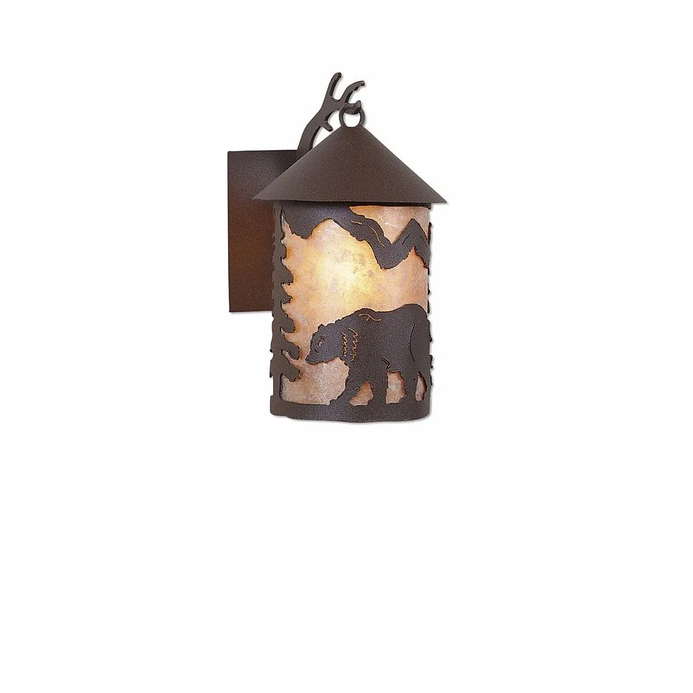 Cascade Lantern-Mountain Bear One Light Wall Sconce in Rustic Brown