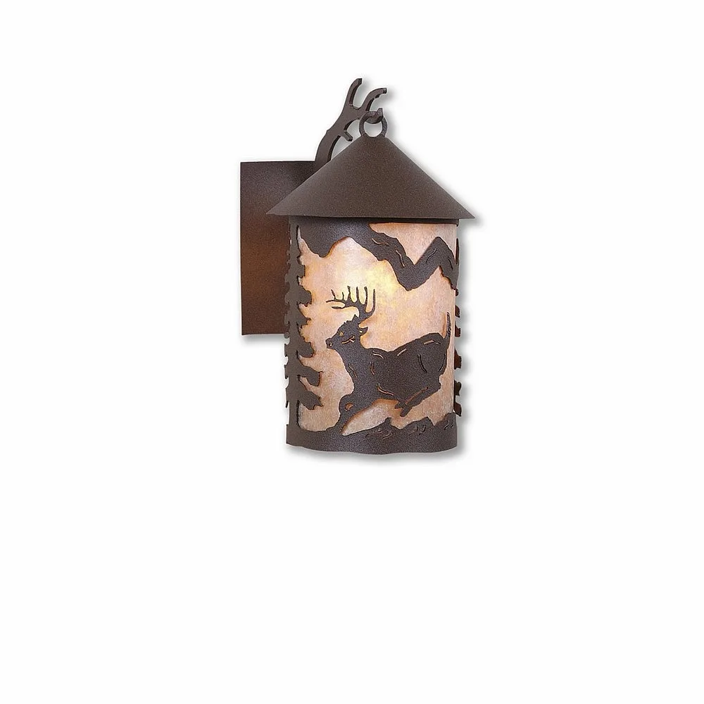 Cascade Lantern-Mountain Deer One Light Wall Sconce in Rustic Brown