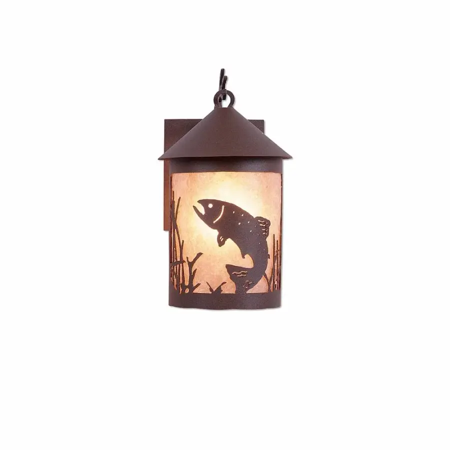 Cascade Lantern Trout One Light Wall Sconce in Rustic Brown