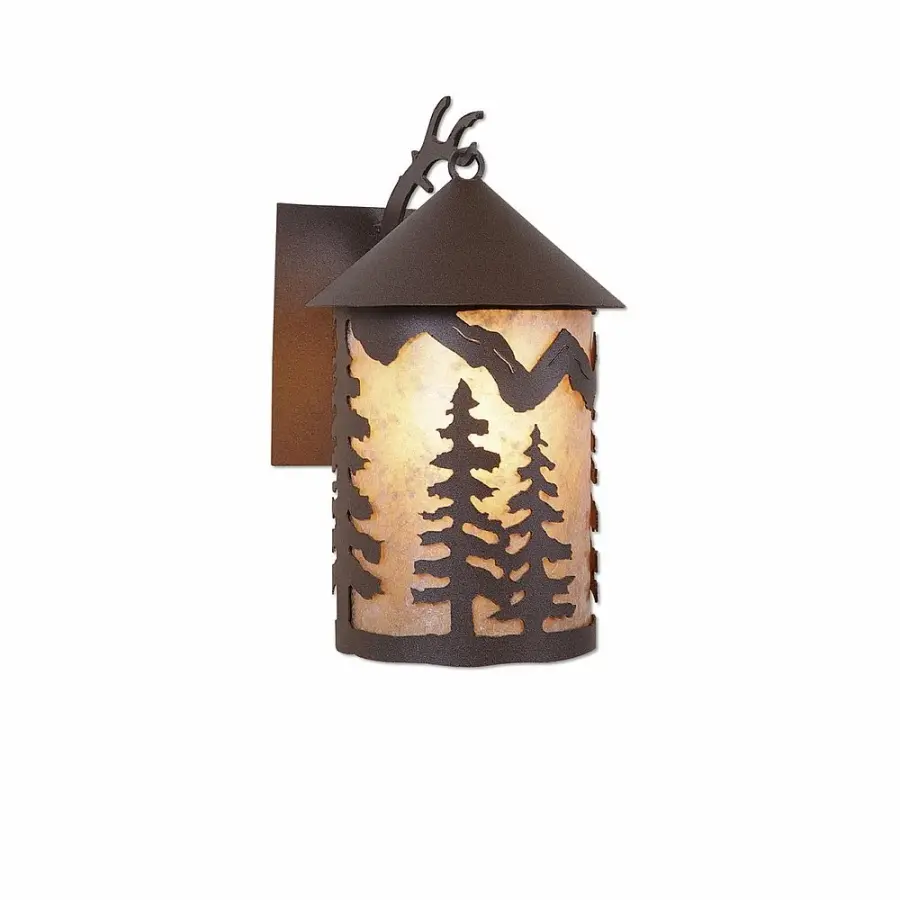 Cascade Lantern Spruce Tree Wall Sconce in Rustic Brown