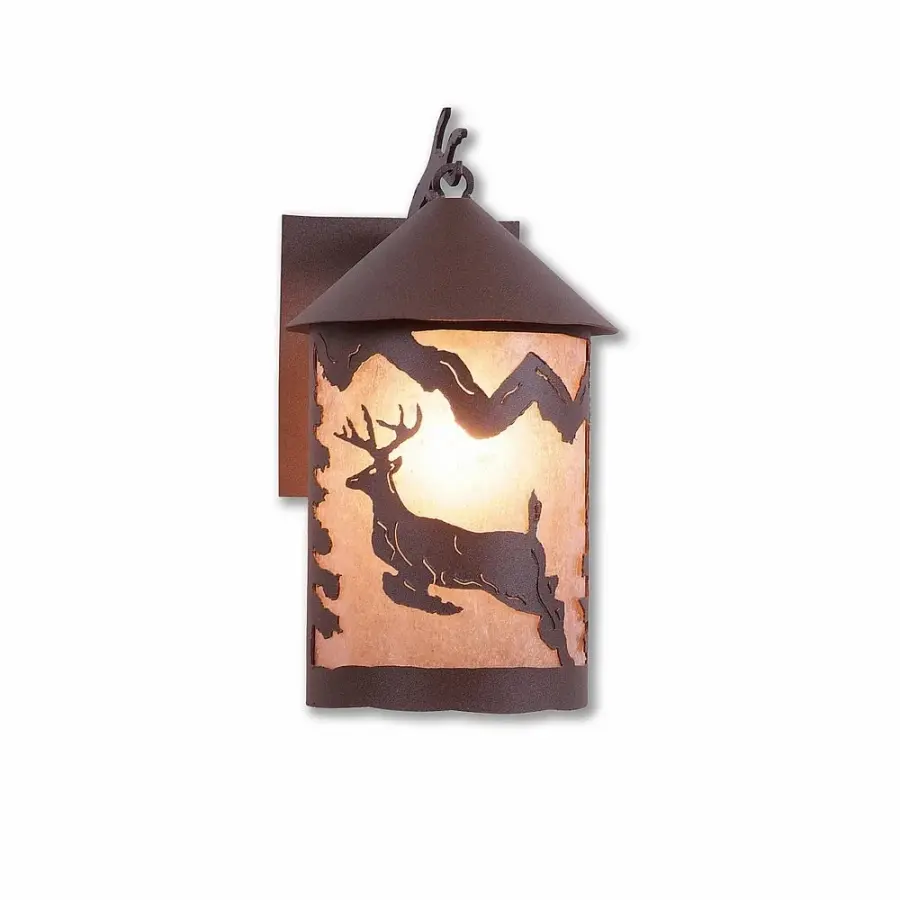 Cascade Lantern Valley Deer Wall Sconce in Rustic Brown