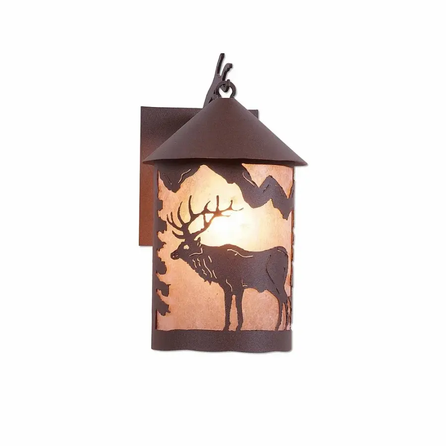 Cascade Lantern Valley Elk One Light Wall Sconce in Rustic Brown