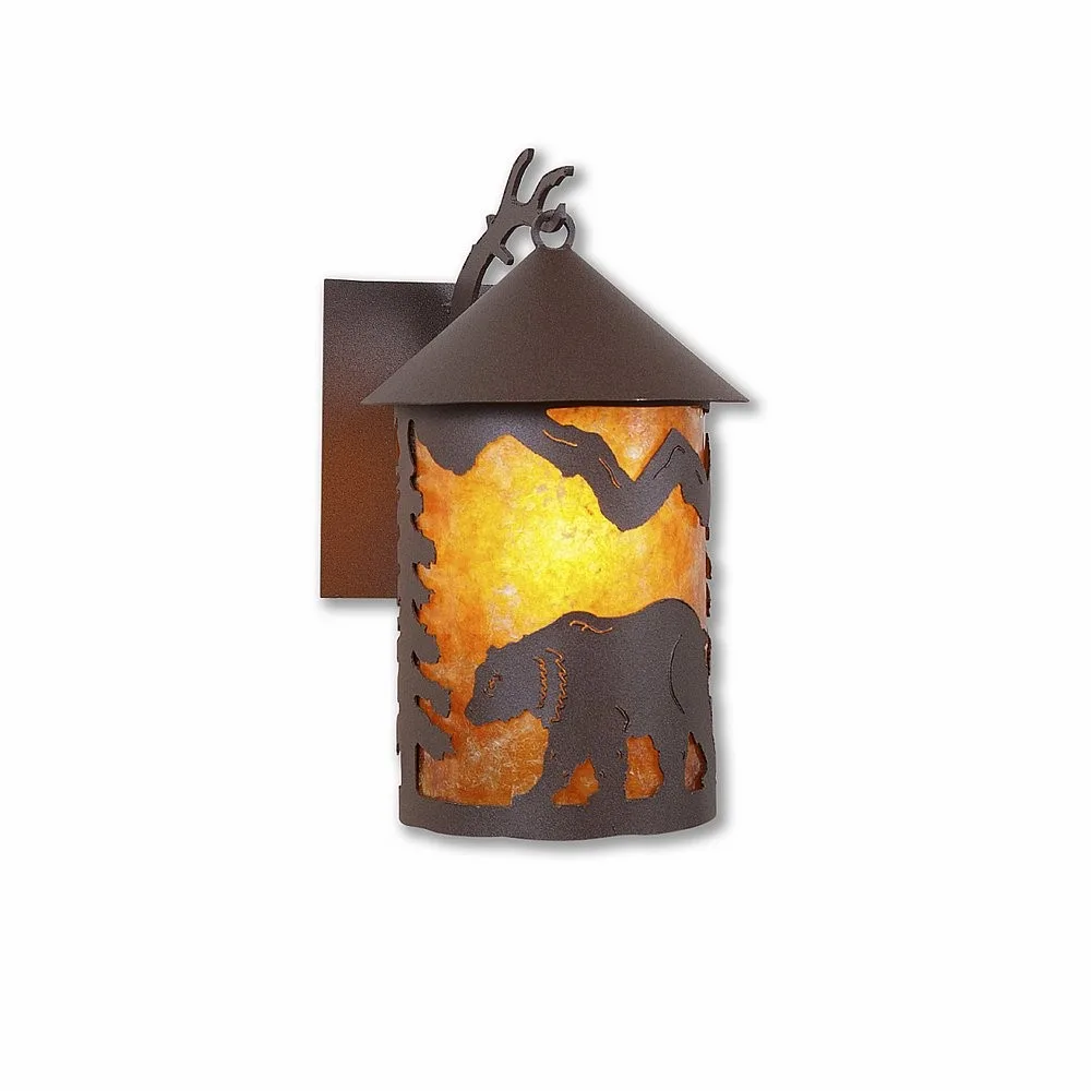 Cascade Lantern-Mountain Bear One Light Wall Sconce in Rustic Brown