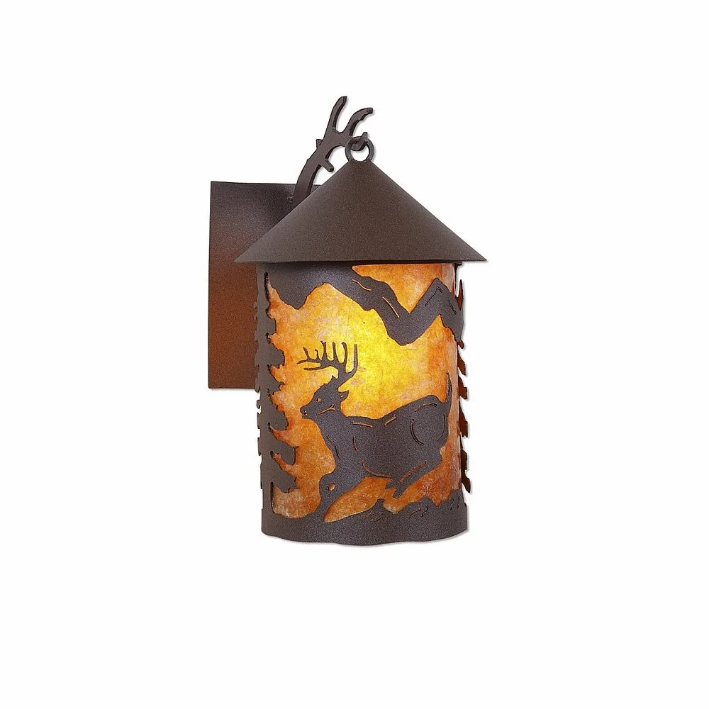 Cascade Lantern-Mountain Deer One Light Wall Sconce in Rustic Brown