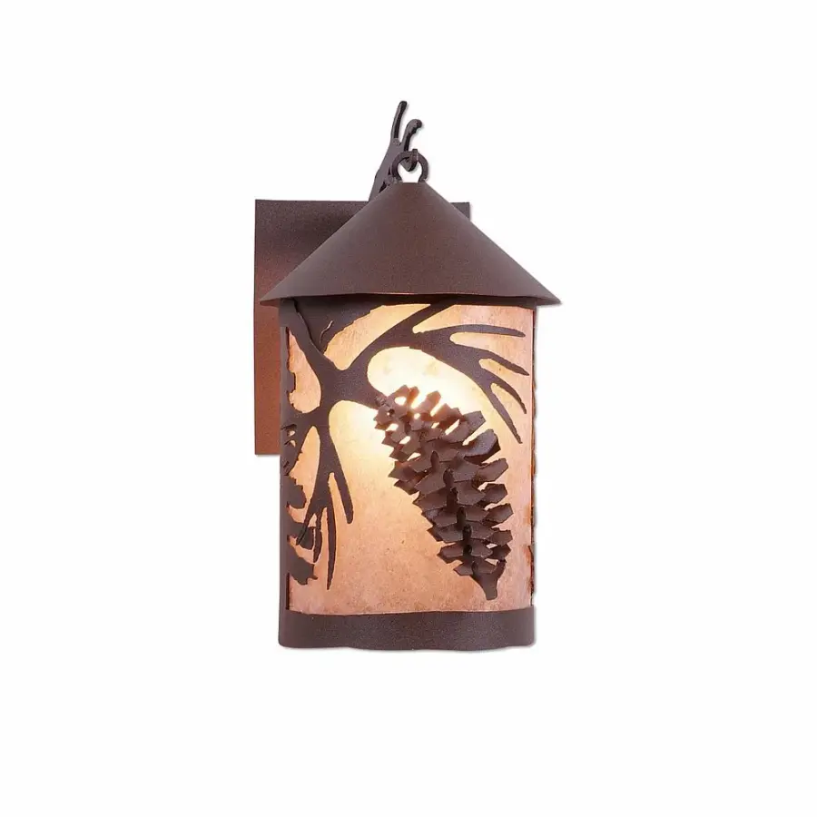 Cascade Lantern Spruce Cone Wall Sconce in Rustic Brown