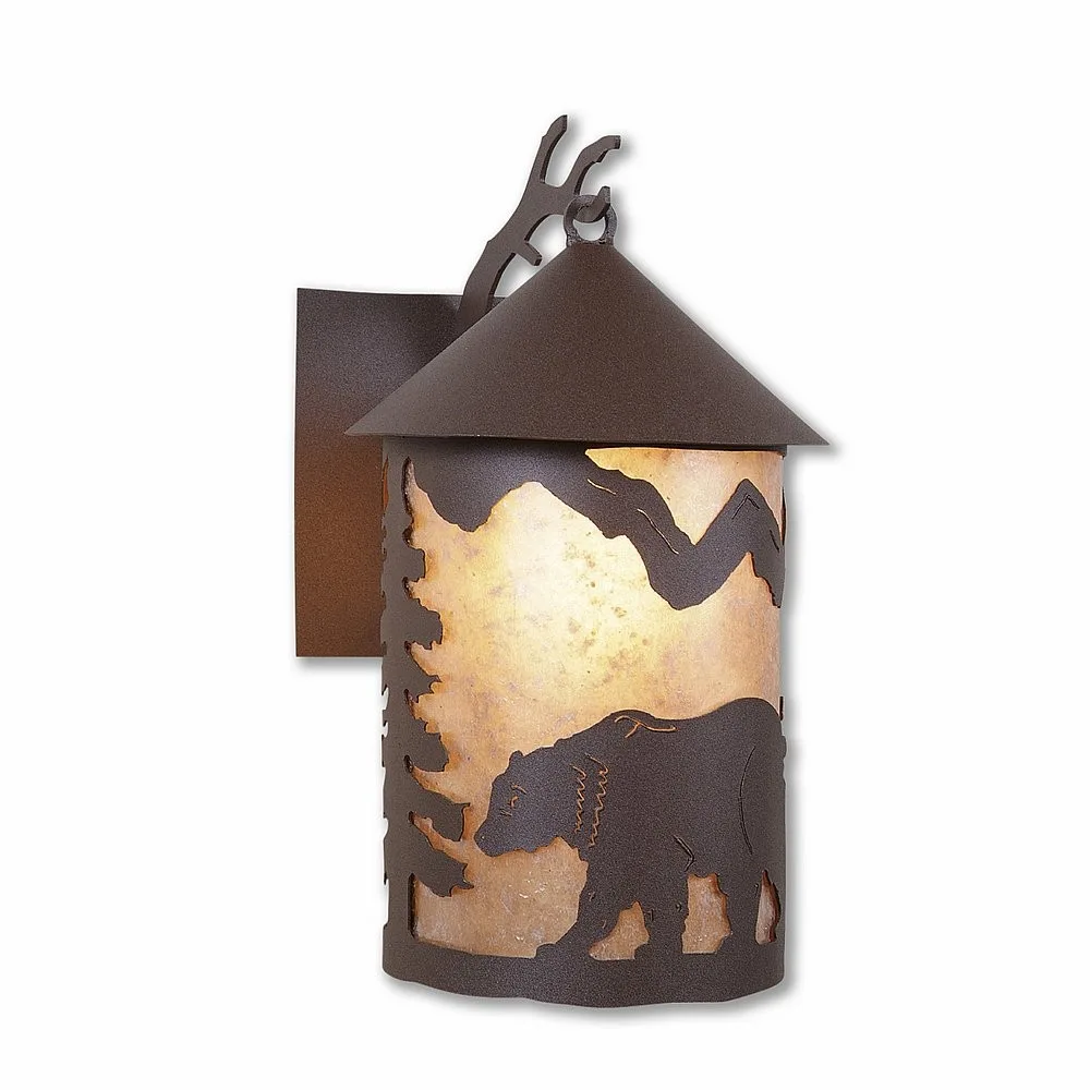 Cascade Lantern-Mountain Bear One Light Wall Sconce in Rustic Brown