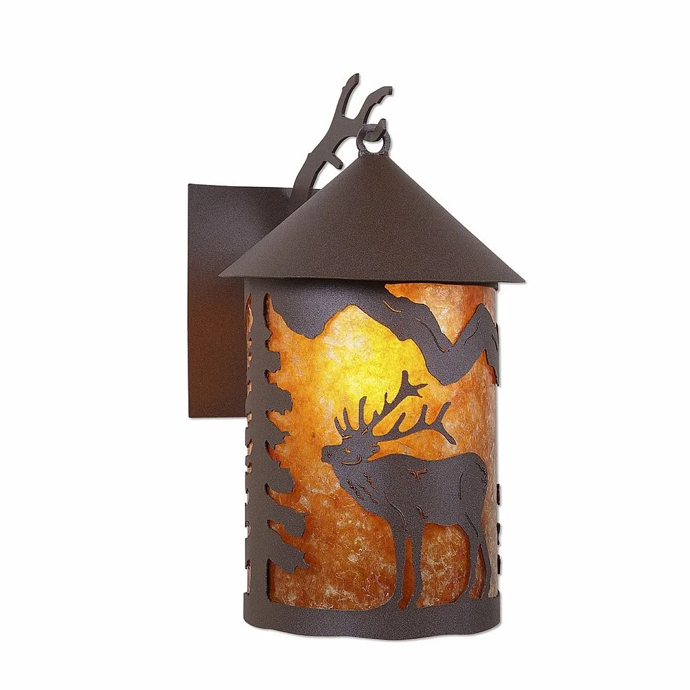 Cascade Lantern-Mountain Elk One Light Wall Sconce in Rustic Brown