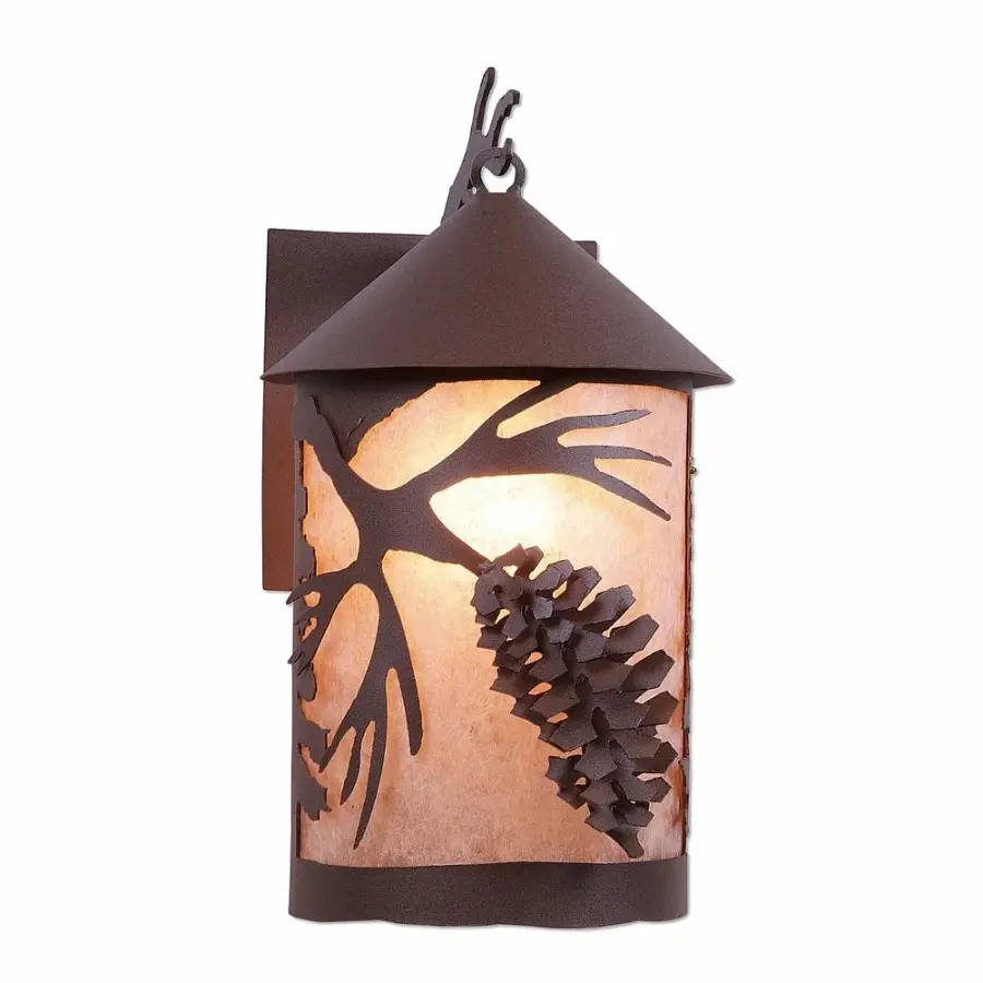 Cascade Lantern Spruce Cone Wall Sconce in Rustic Brown