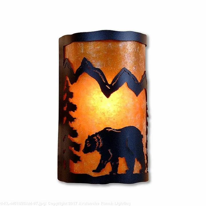 Cascade-Mountain Bear Black Iron One Light Wall Sconce in Black Iron