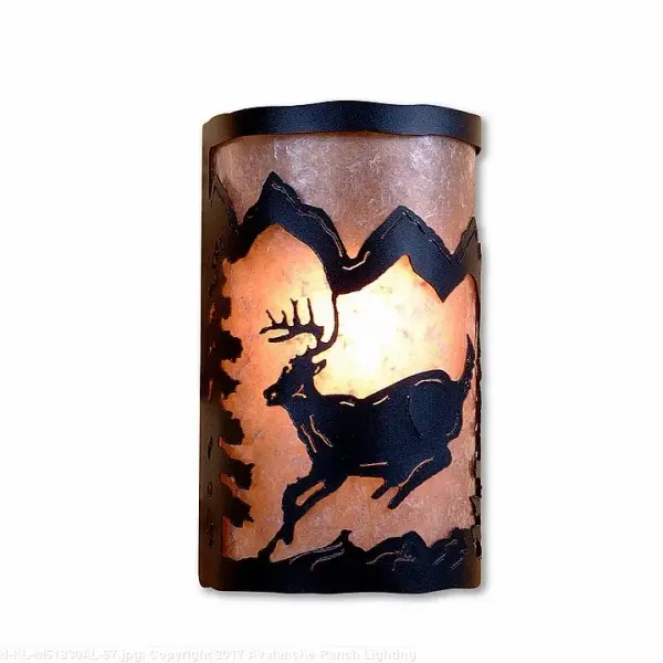 Cascade-Mountain Deer Black Iron One Light Wall Sconce