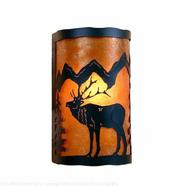 Cascade-Mountain Elk Black Iron One Light Wall Sconce
