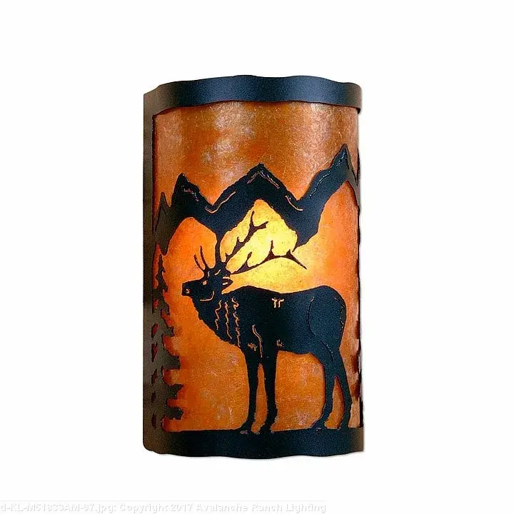 Cascade-Mountain Elk Black Iron One Light Wall Sconce