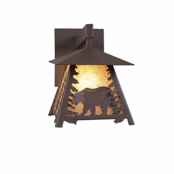 Smoky Mountain Bear One Light Wall Sconce in Rustic Brown
