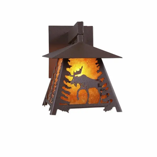 Smoky Mountain Moose One Light Wall Sconce in Rustic Brown