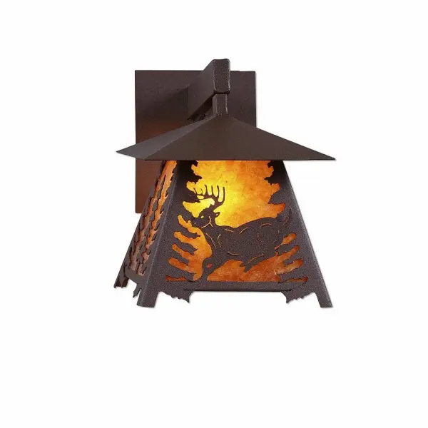 Smoky Mountain Deer One Light Wall Sconce in Rustic Brown