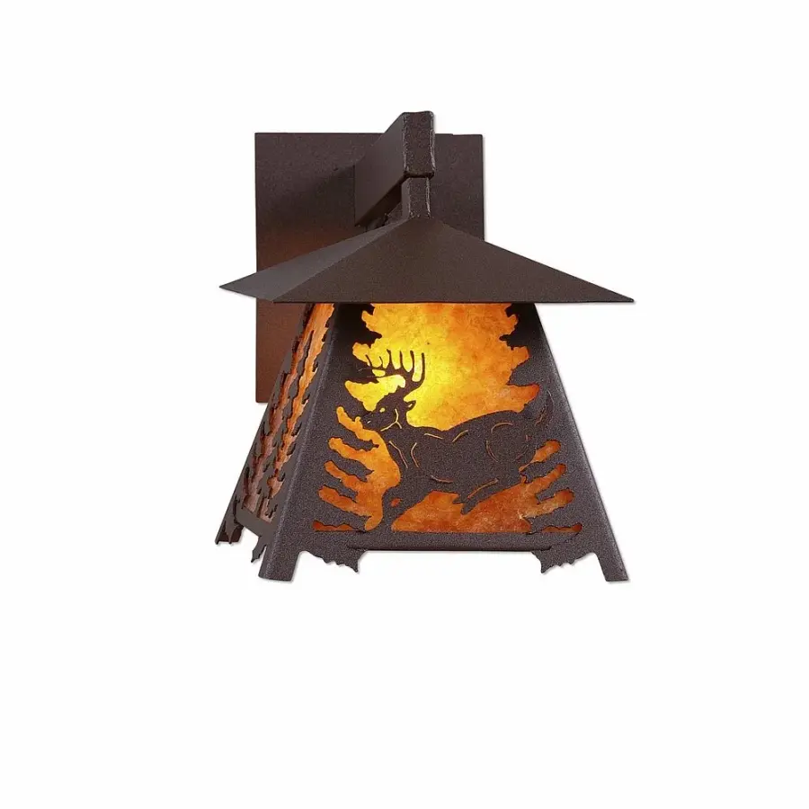 Smoky Mountain Deer One Light Wall Sconce in Rustic Brown
