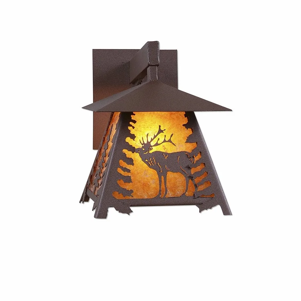 Smoky Mountain-Mountain Elk One Light Wall Sconce in Rustic Brown
