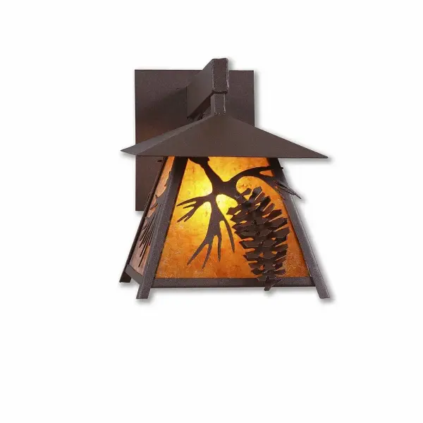 Smoky Mountain Spruce Cone One Light Wall Sconce in Rustic Brown