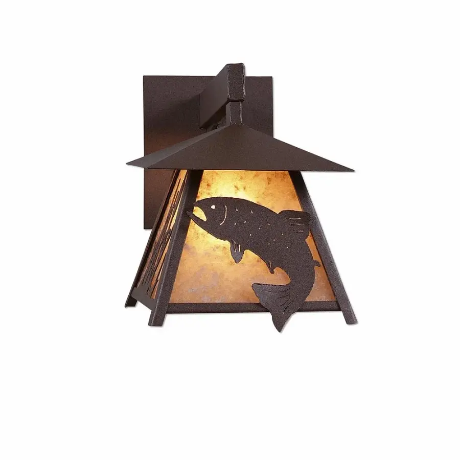 Smoky Mountain Trout One Light Wall Sconce in Rustic Brown