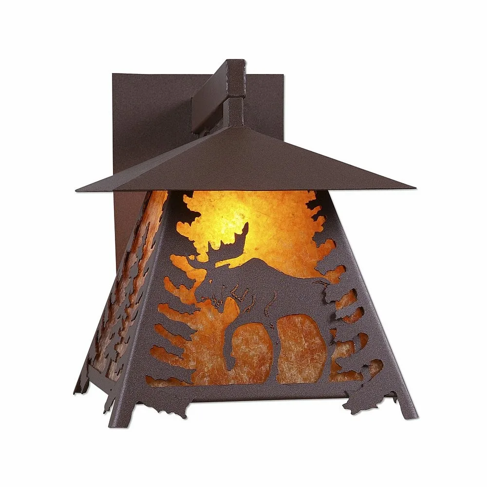 Smoky Mountain-Mountain Moose One Light Wall Sconce in Rustic Brown