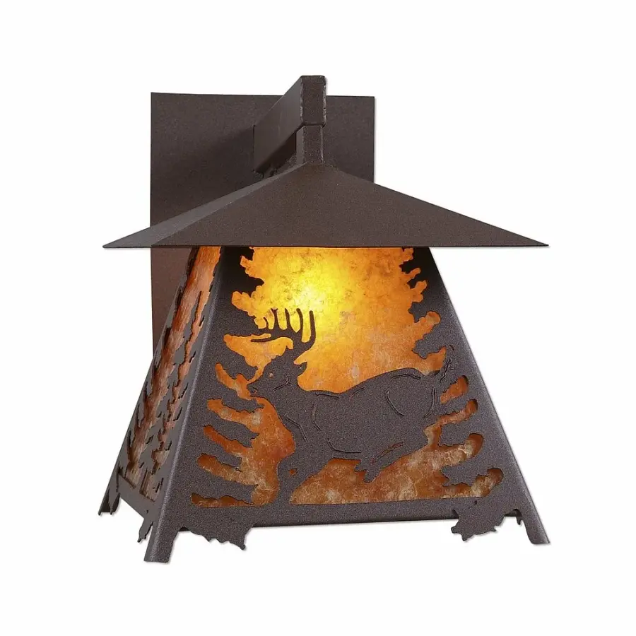 Smoky Mountain Deer One Light Wall Sconce in Rustic Brown