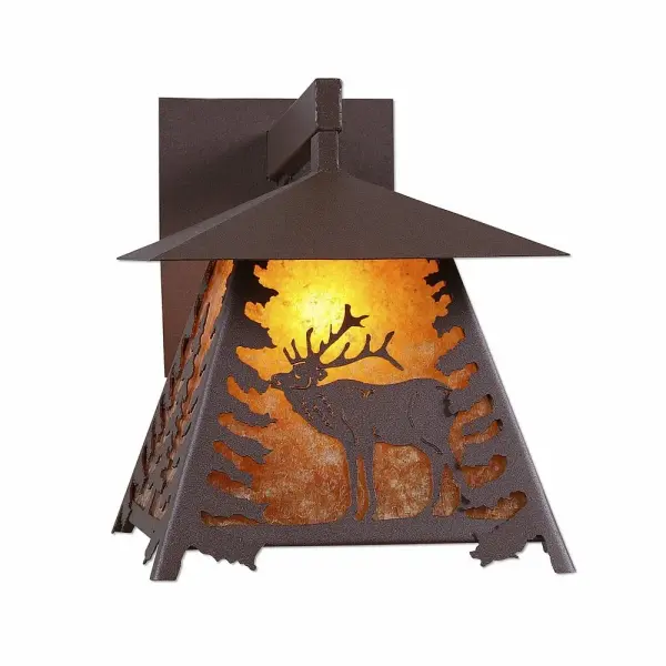 Smoky Mountain Elk Wall Sconce in Rustic Brown