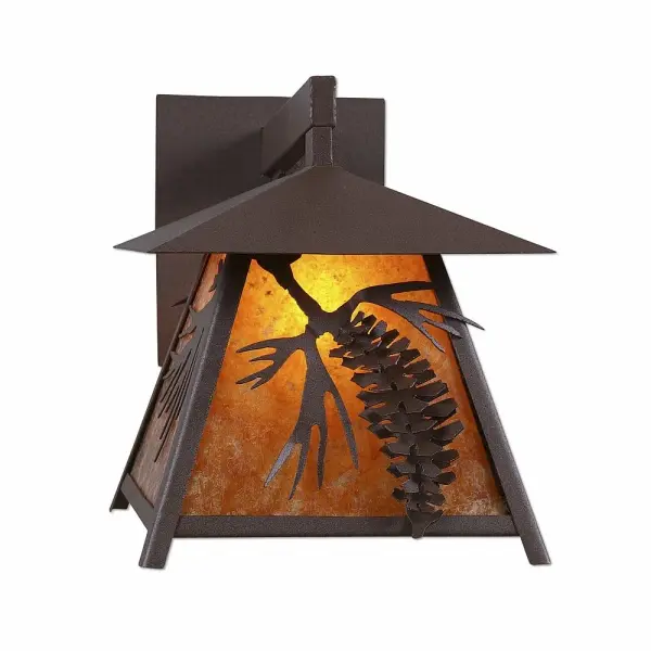 Smoky Mountain Spruce Cone One Light Wall Sconce in Rustic Brown