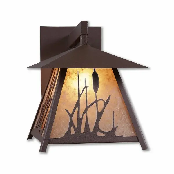 Smoky Mountain Cattails One Light Wall Sconce in Rustic Brown