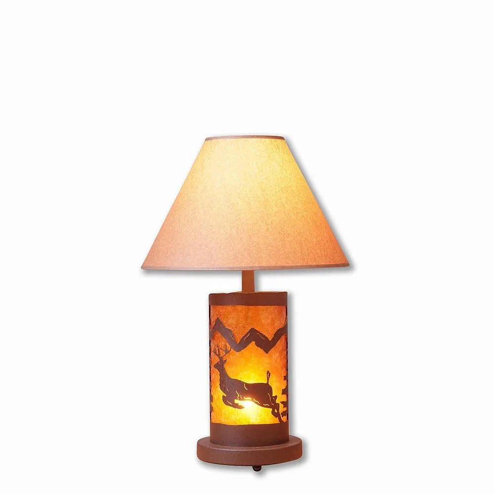 Cascade-Valley Deer Two Light Desk Lamp in Rustic Brown