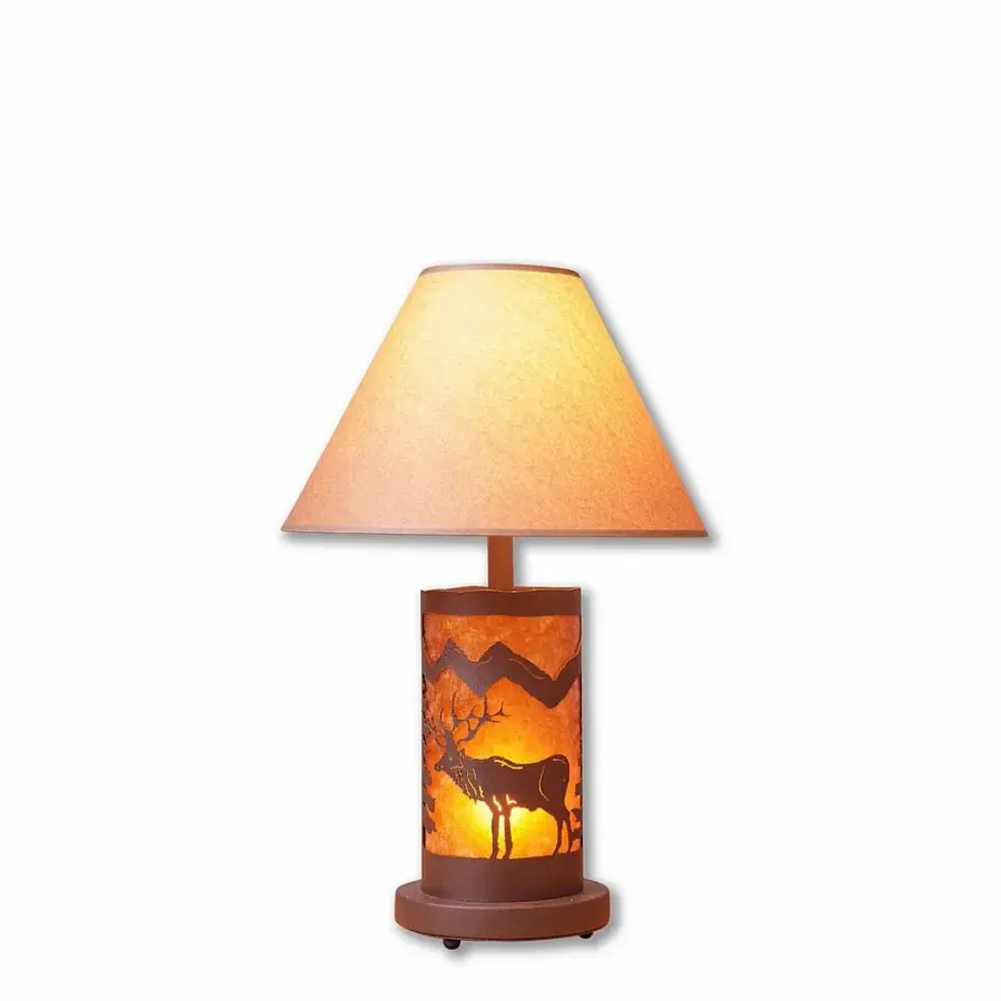 Cascade-Valley Elk Two Light Desk Lamp in Rustic Brown