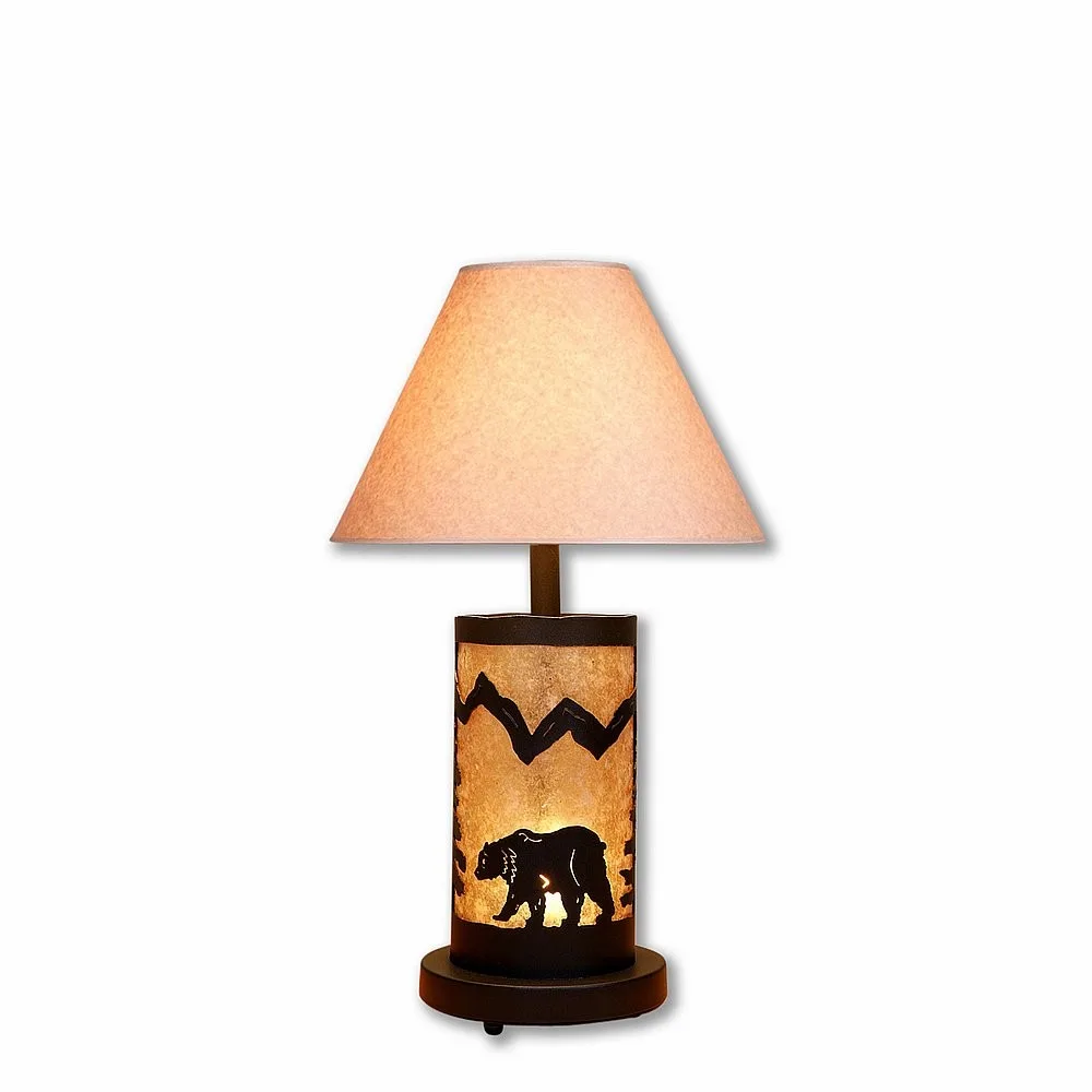 Cascade-Mountain Bear Black Iron Two Light Desk Lamp in Black Iron