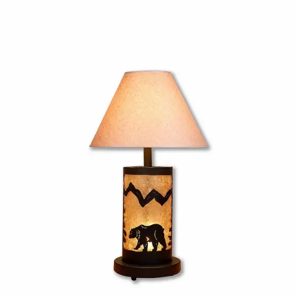 Cascade-Mountain Bear Black Iron Two Light Desk Lamp