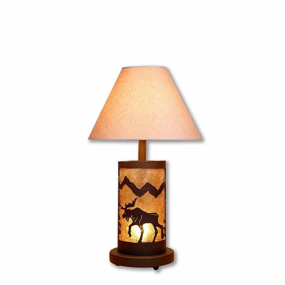 Cascade-Mountain Moose Rustic Brown Two Light Desk Lamp in Rustic Brown