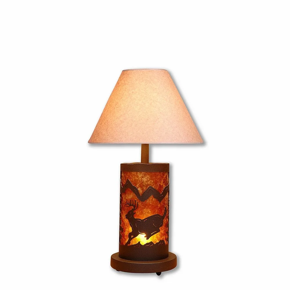 Cascade-Mountain Deer Rustic Brown Two Light Desk Lamp in Rustic Brown