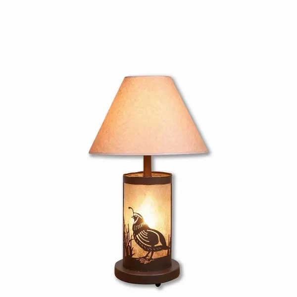 Cascade Western Quail Two Light Desk Lamp in Rustic Brown