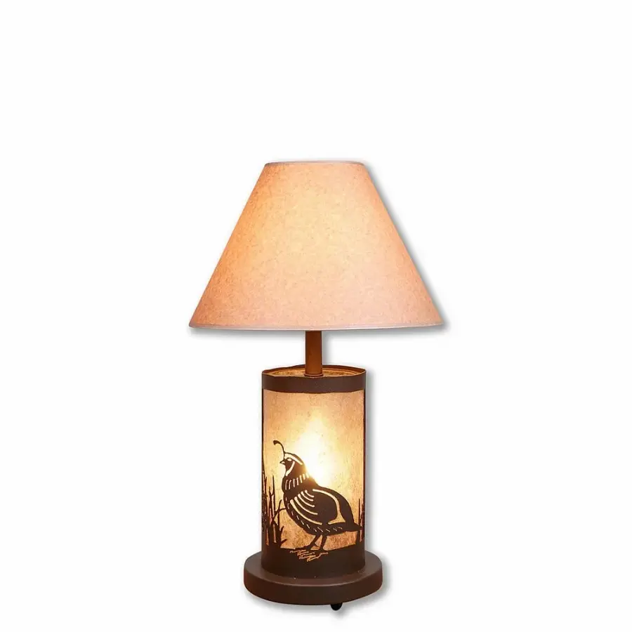 Cascade Western Quail Two Light Desk Lamp in Rustic Brown