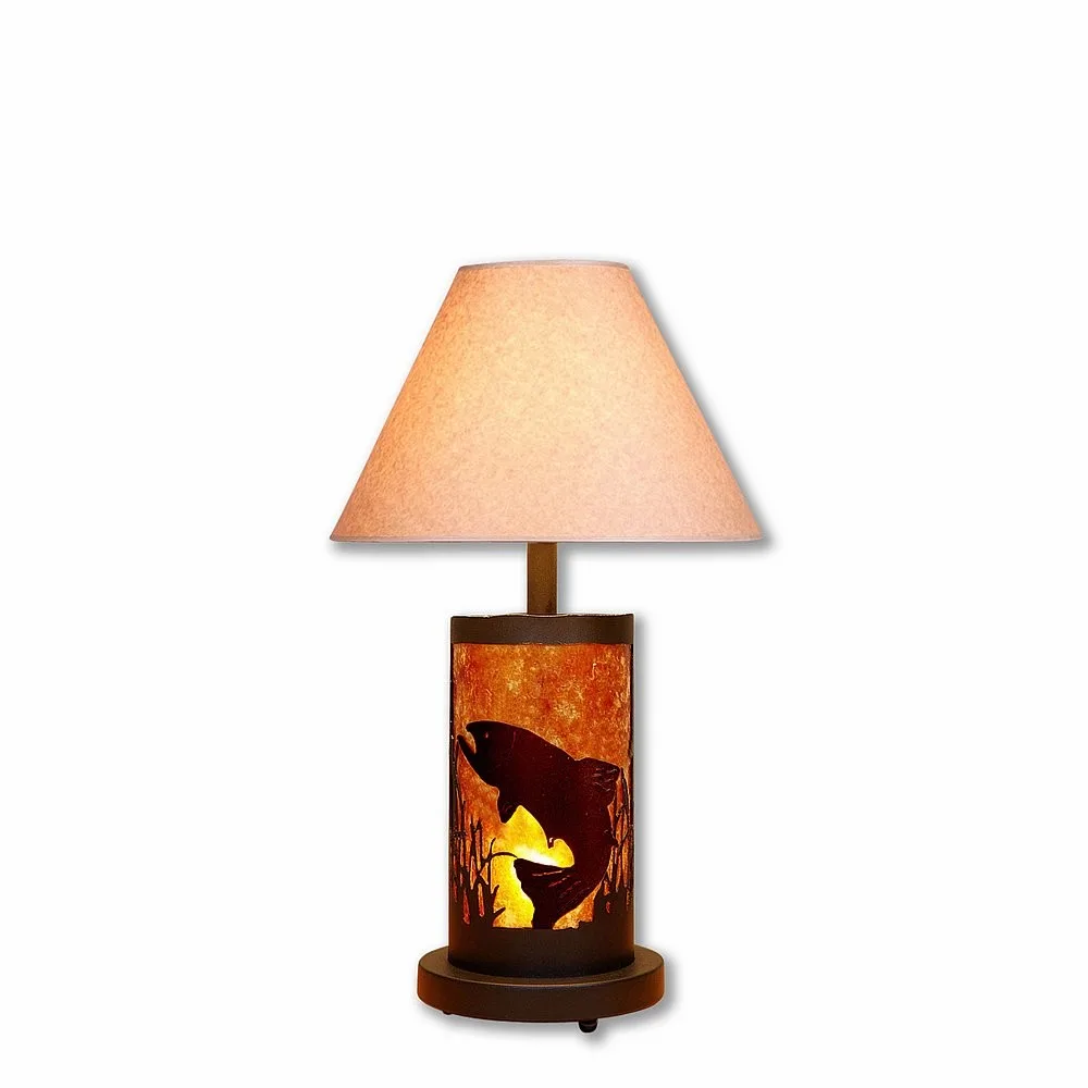 Cascade-Trout Black Iron Two Light Desk Lamp in Black Iron