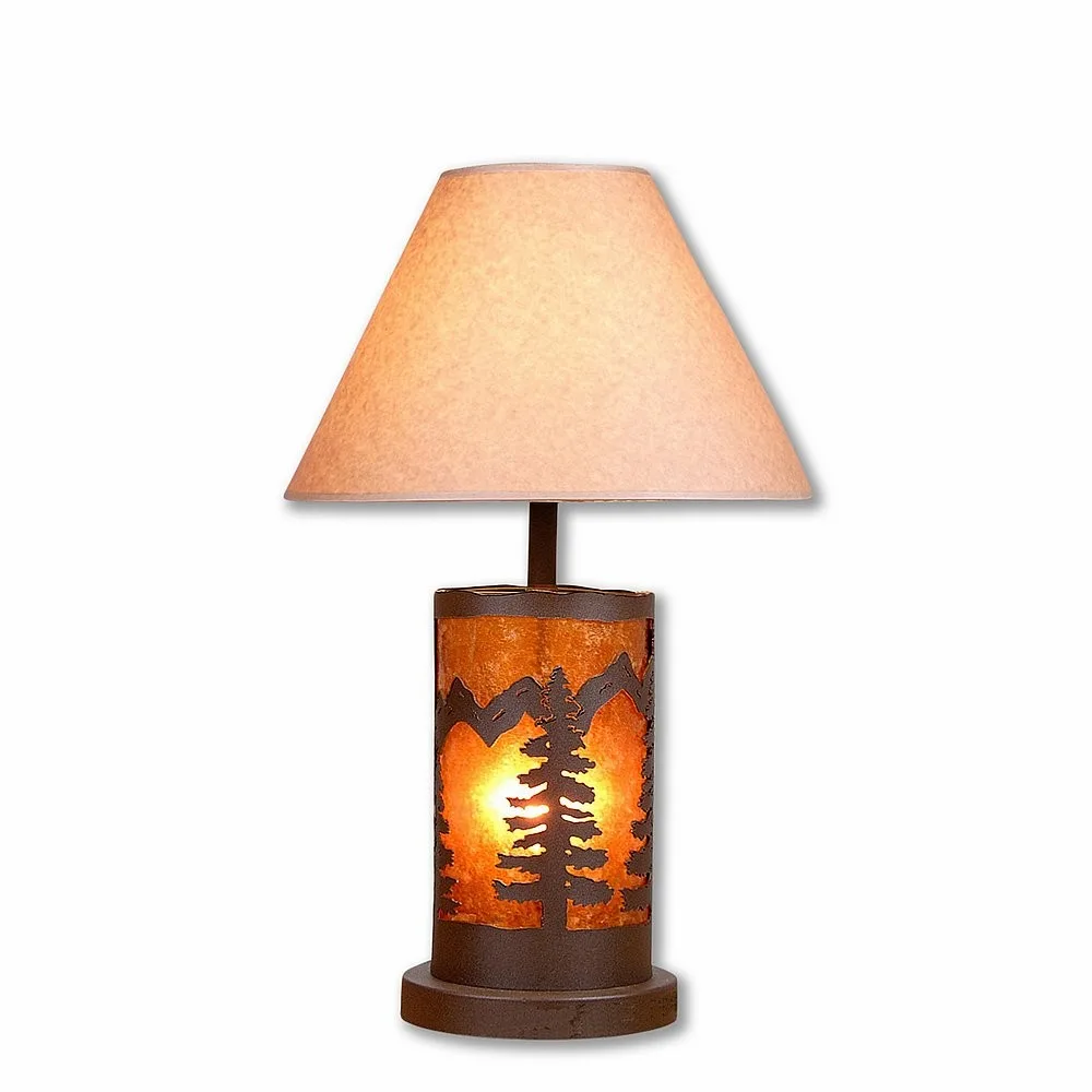 Cascade-Spruce Tree Rustic Brown Two Light Table Lamp in Rustic Brown