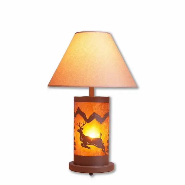 Cascade-Valley Deer Two Light Table Lamp in Rustic Brown